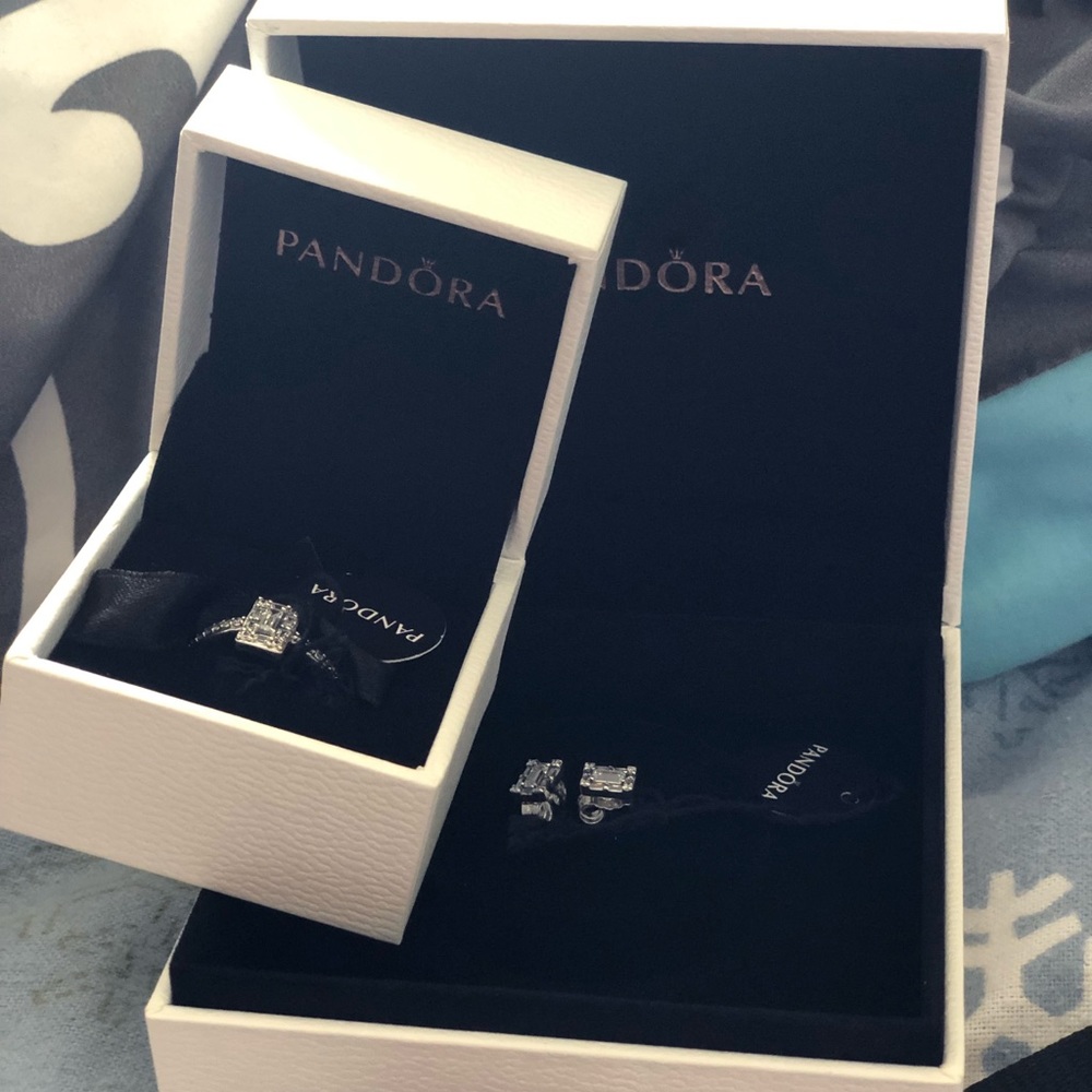 Pandora rings and earrings
